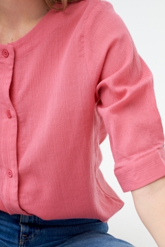 womens coral collar neck button down top